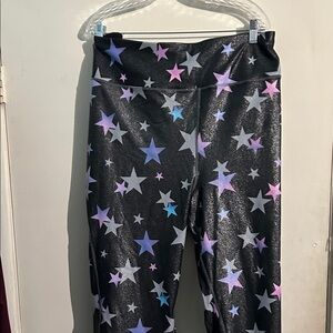 Leggings Torrid Sz 6 Black Star Print Leggings - Sparkle Multicolor Stars